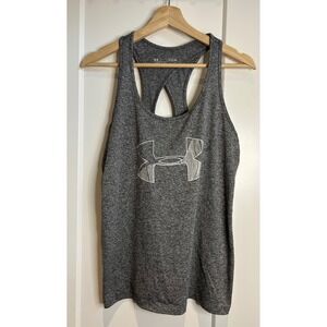 Under Armour HeatGear Gray Heather Loose Racerback Keyhole Tank Womens Medium
